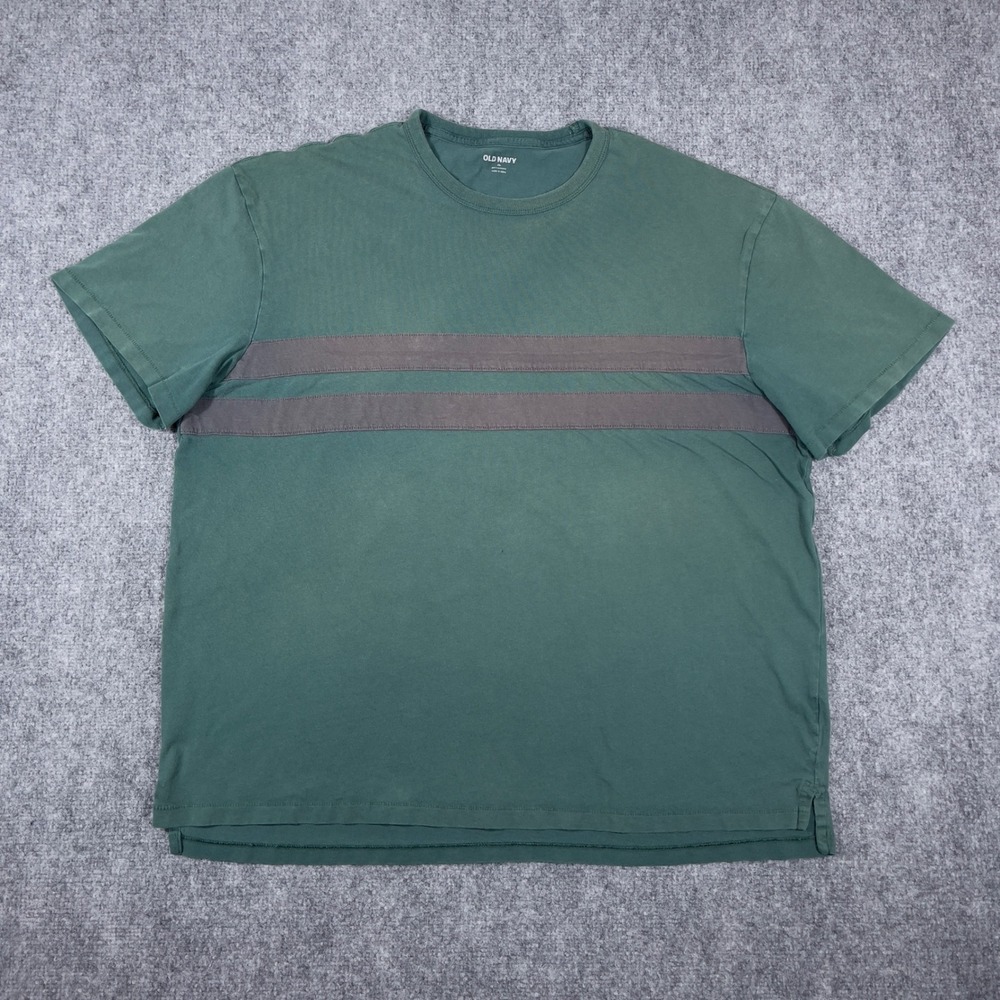 Y2K Old Navy Striped T-Shirt Mens XL Green Soft-Washed Faded Distressed